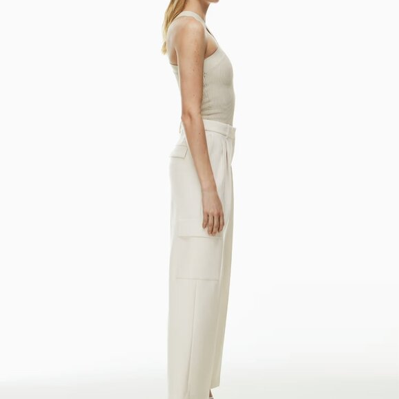 NWT Aritzia Babaton Sculpt Knit Criss Cross Tank XXS Matte Pearl - Picture 4 of 10